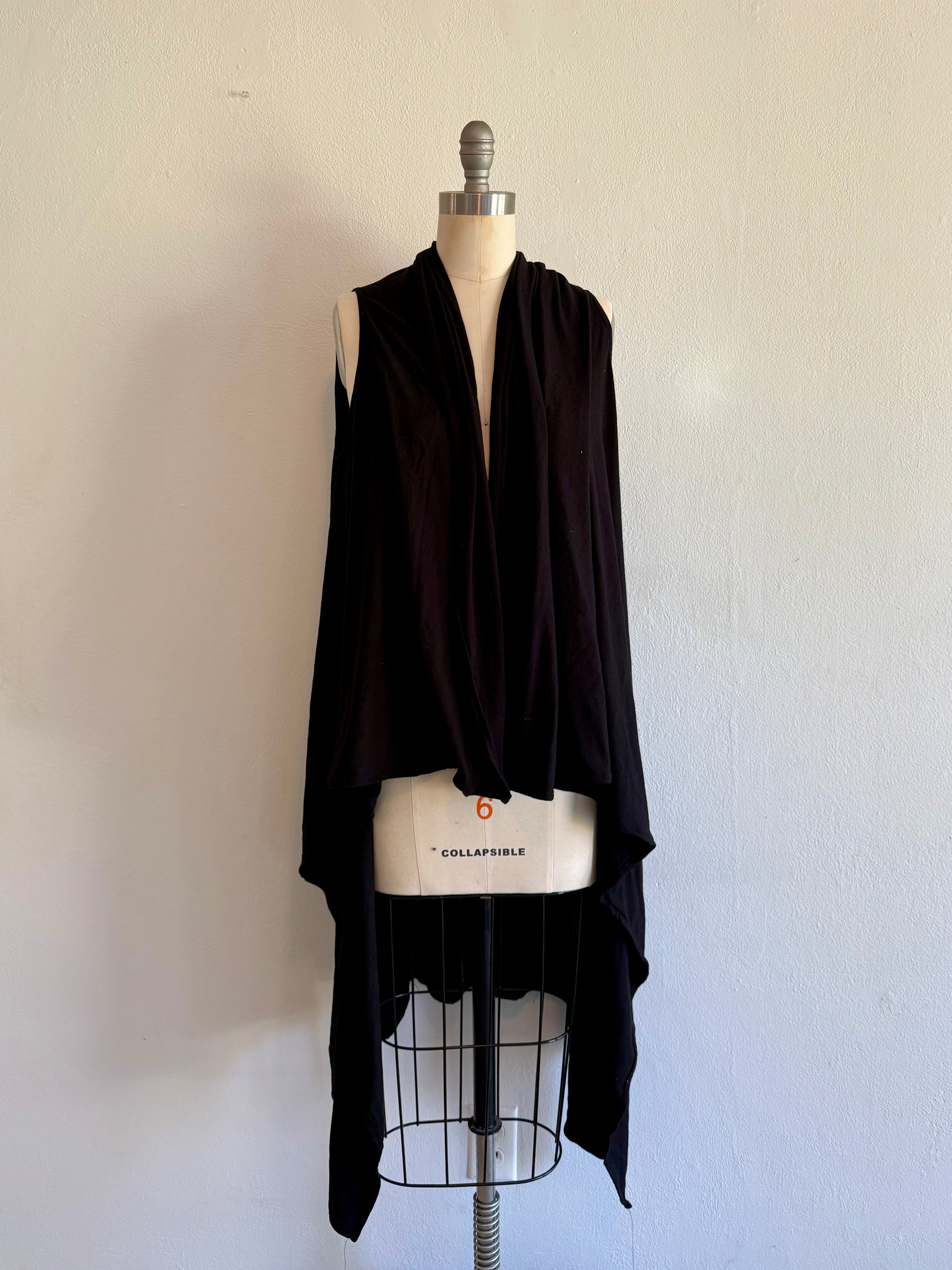 Draped Women's Vest Bamboo Wool Blend Knit Jersey High-low Hemline