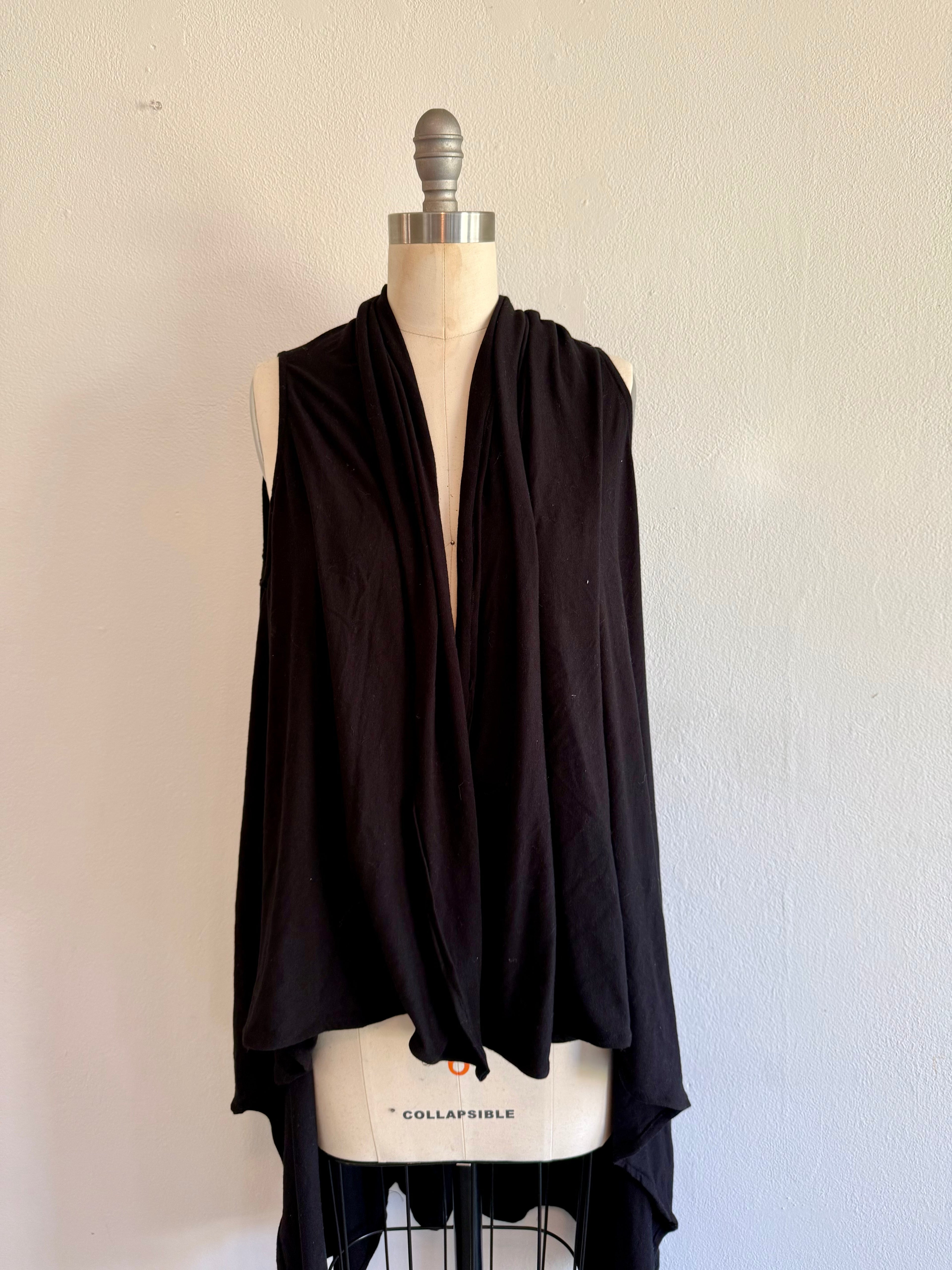 Draped Women's Vest Bamboo Wool Blend Knit Jersey High-low Hemline