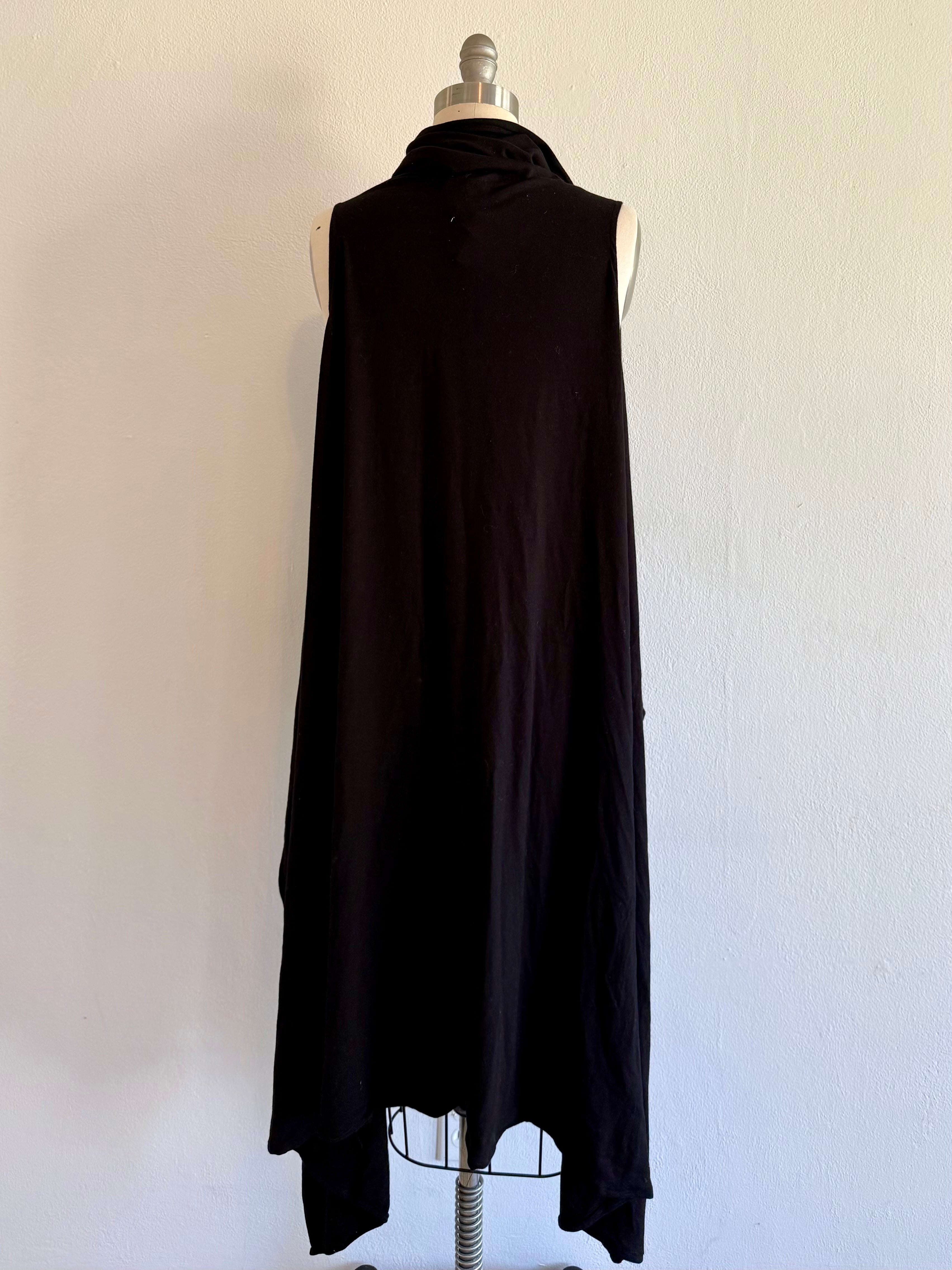 Draped Women's Vest Bamboo Wool Blend Knit Jersey High-low Hemline