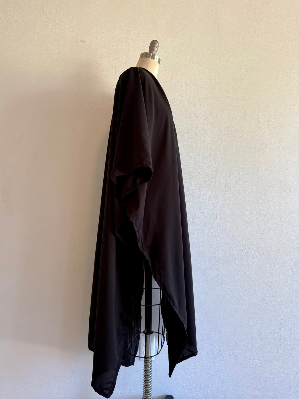 Women's Black Silk Kaftan Poncho Maxi Length Cover up