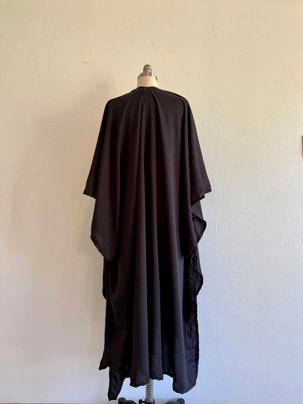Women's Black Silk Kaftan Poncho Maxi Length Cover up